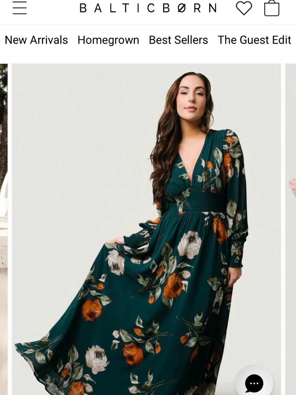 Baltic Born Teal Floral Maxi Dress with Orange Accents - Picture 7 of 8